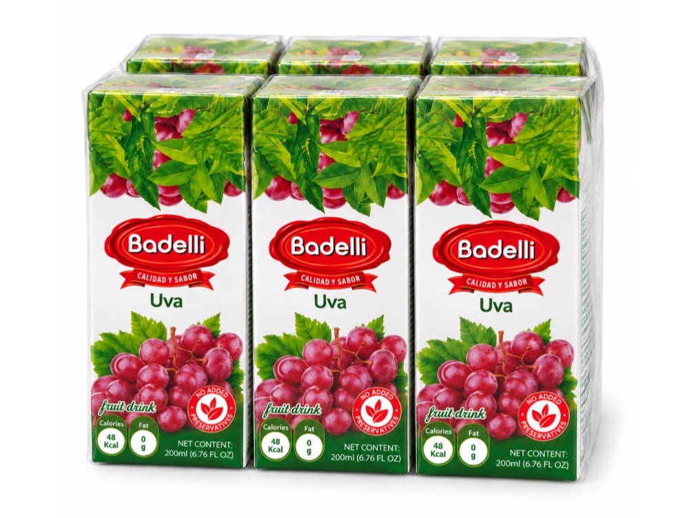 Pack de 6 jugos Badelli sabor uva 200ml