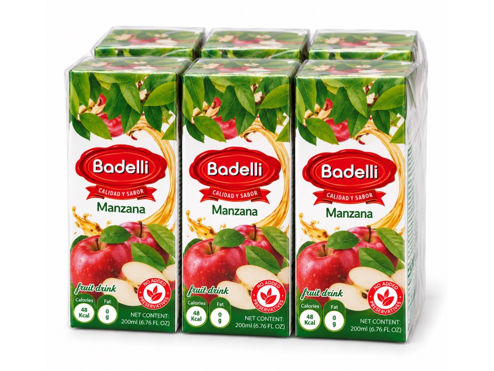 Pack de 6 jugos Badelli sabor manzana 200ml